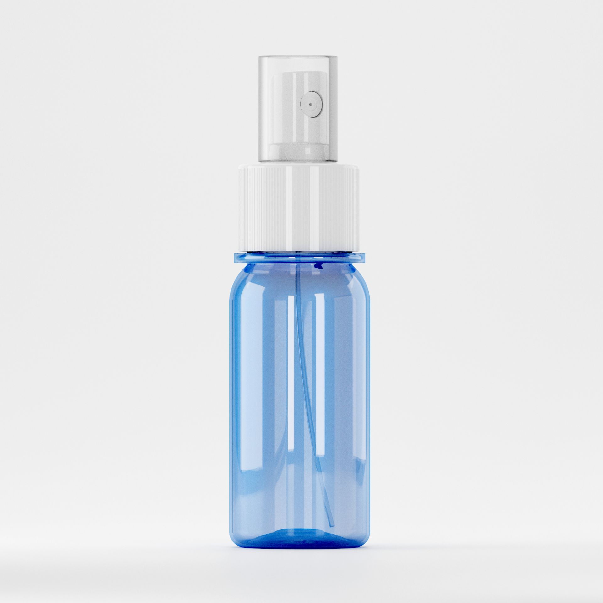 Flacon Pet 50ml, Albastru - Filet 28mm –  Cu Atomizor alb