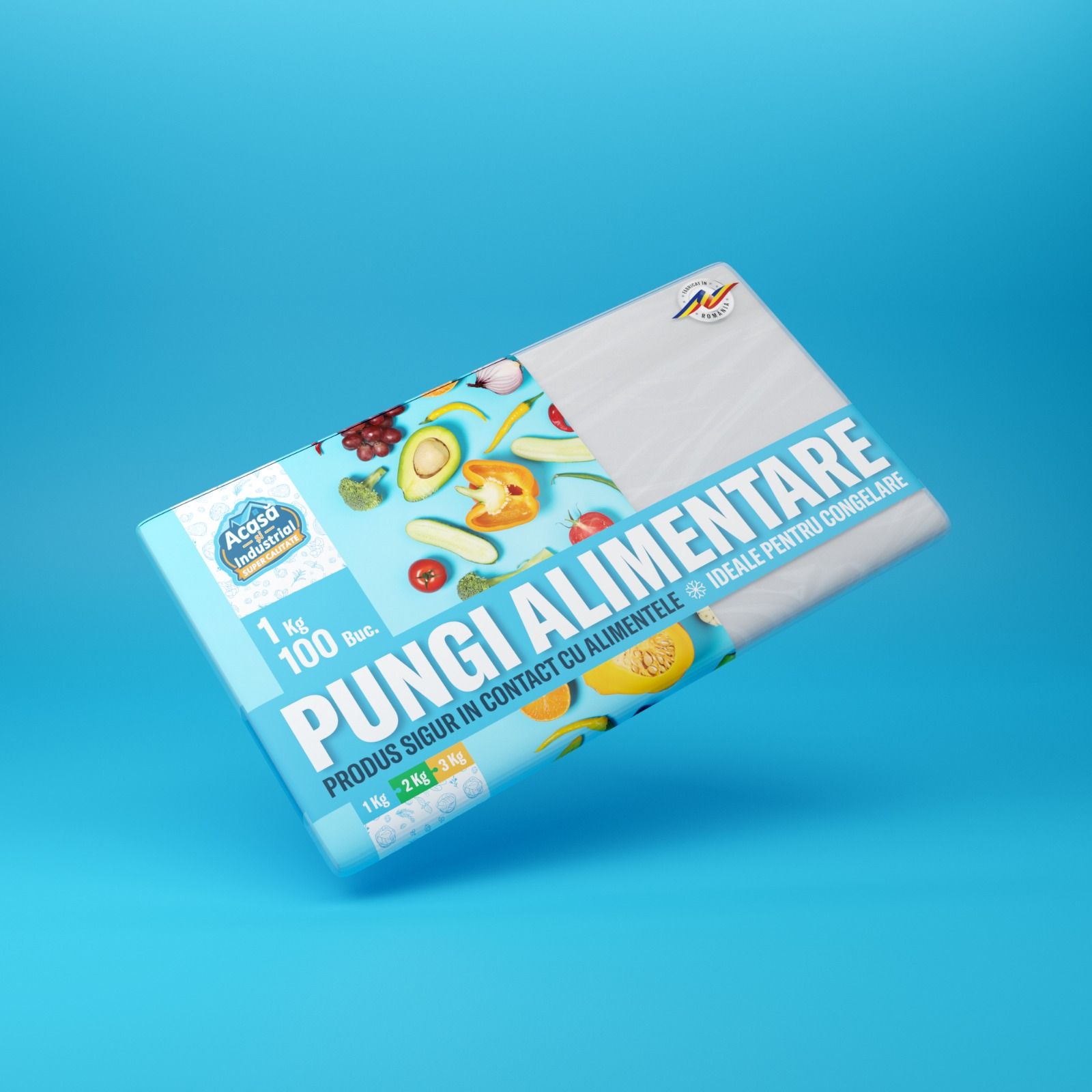 Pungi Congelator 1kg - 100 Pungi/Set - Acasă si Industrial - Soluția Ideală pentru Păstrarea Alimentelor la Rece și la Congelator