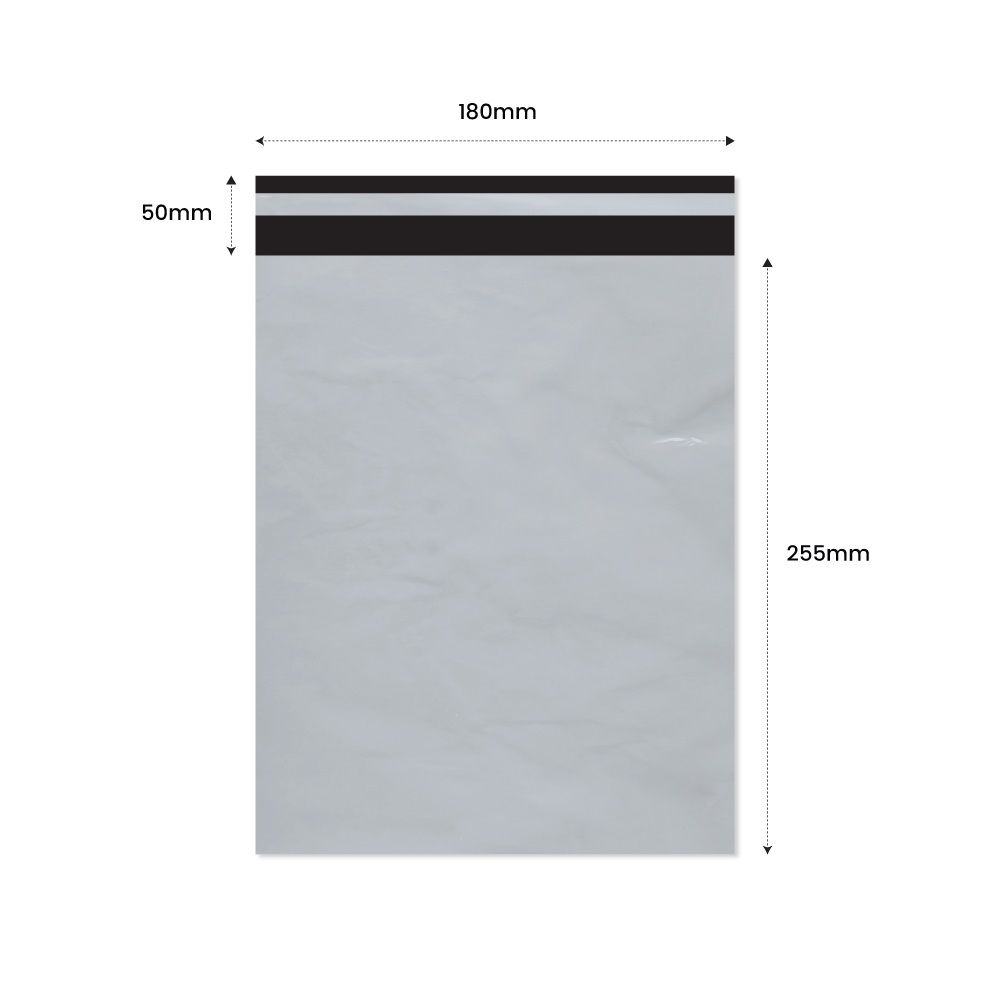 Plic Curier cu Adeziv 180x255mm + 50mm clapeta - LDPE alb + negru