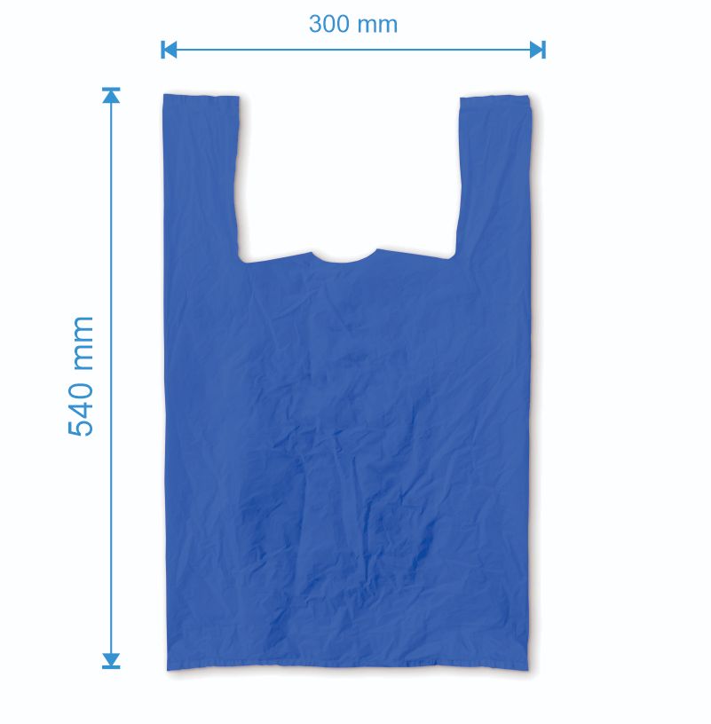 Sacosa maieu 300mm x 540mm - 50 microni grosime, cu pliuri de 80mm, virgin, culoarea albastru