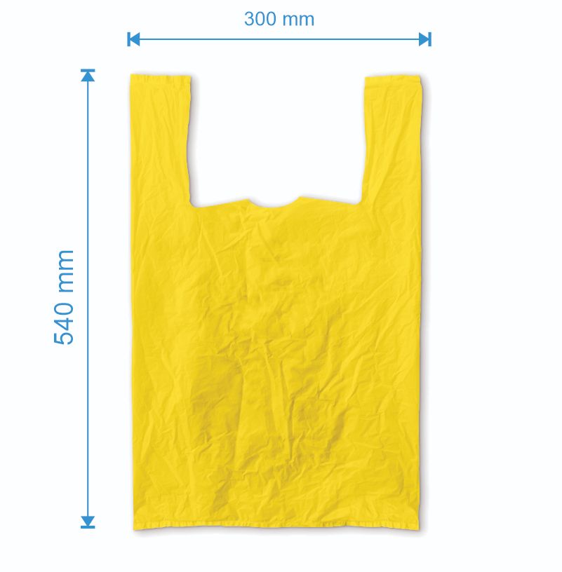 Sacosa maieu 300mm x 540mm - 50 microni grosime, cu pliuri de 80mm, virgin, culoarea galben