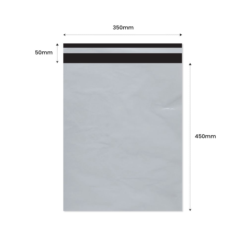 Plic Curier cu Adeziv 350X450mm + 50mm clapeta - LDPE alb + negru 