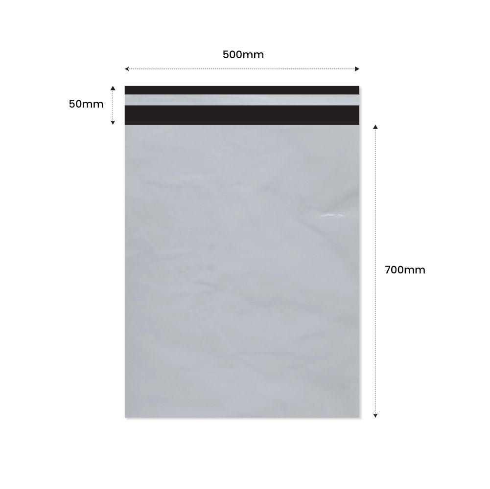 Plic Curier cu Adeziv 500X700mm + 50mm clapeta - LDPE alb + negru 