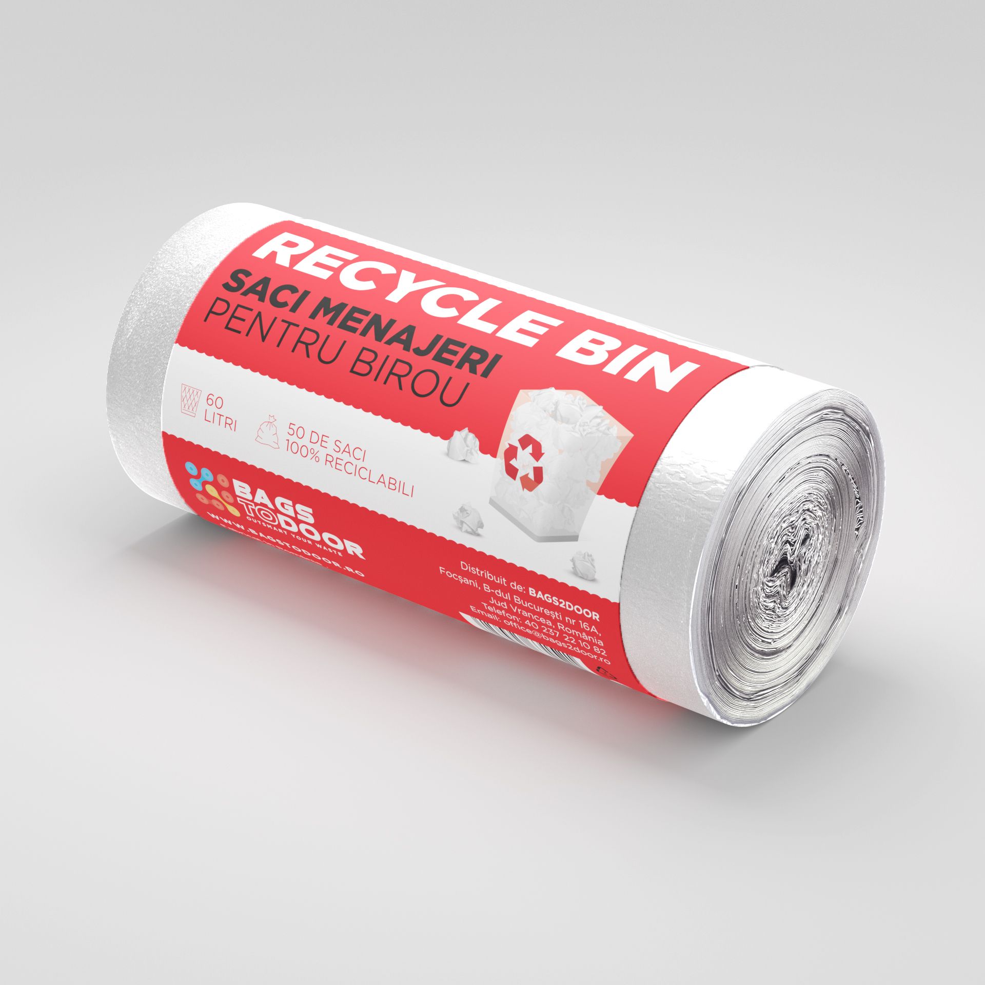 Saci menajeri 60L transparent 50 saci/rola Recycle Bin