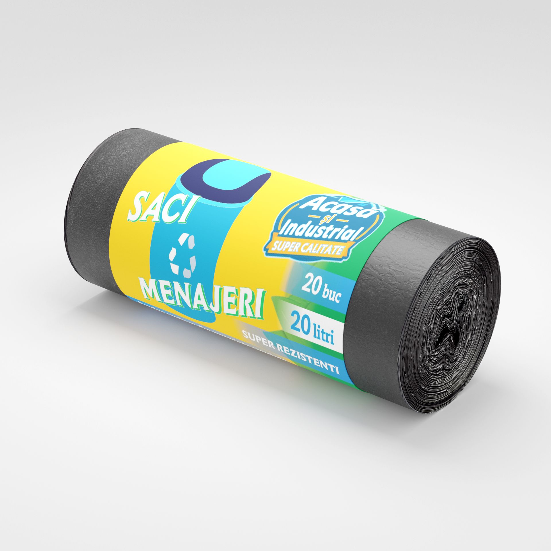 Saci menajeri 20L negru 20 saci/rola Acasa si Industrial