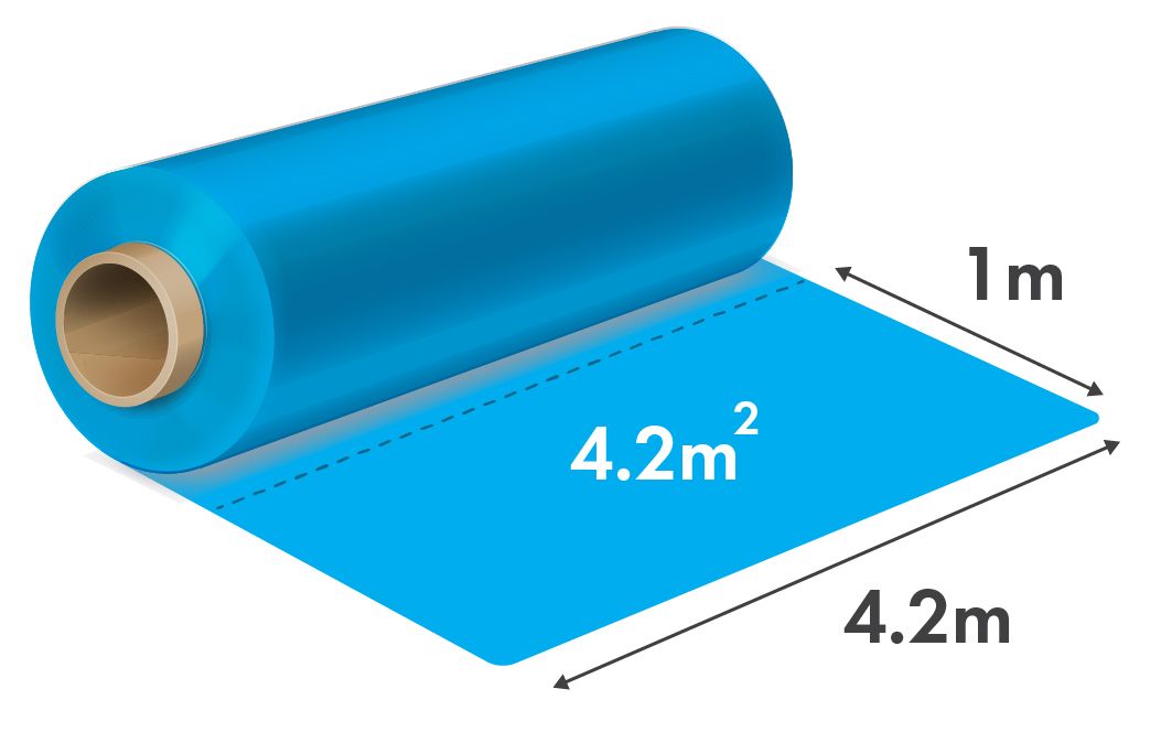 Folie de Construcții rLDPE (polietilena reciclata) Albastra 4.2m x 120my – 1m liniar = 4.2mp