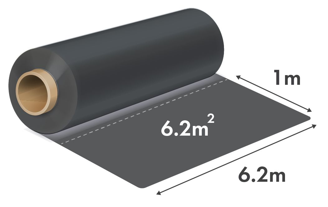 Folie de Construcții rLDPE (polietilena reciclata) Neagră 6.2m x 120my – 1m Liniar = 6.2mp