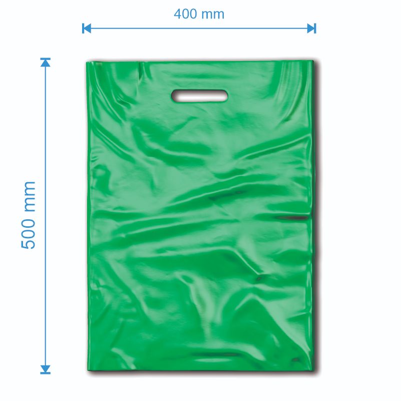 Sacoșă tip Banana LDPE 400mm x 500mm, culoarea verde, grosime 50 microni